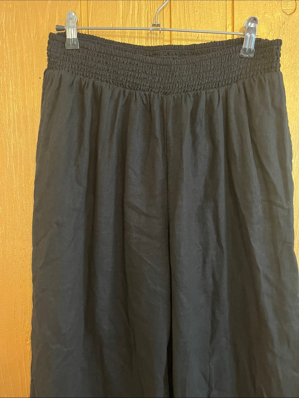 aerie Black Linen Wide-Leg Pants - Picture 4 of 7
